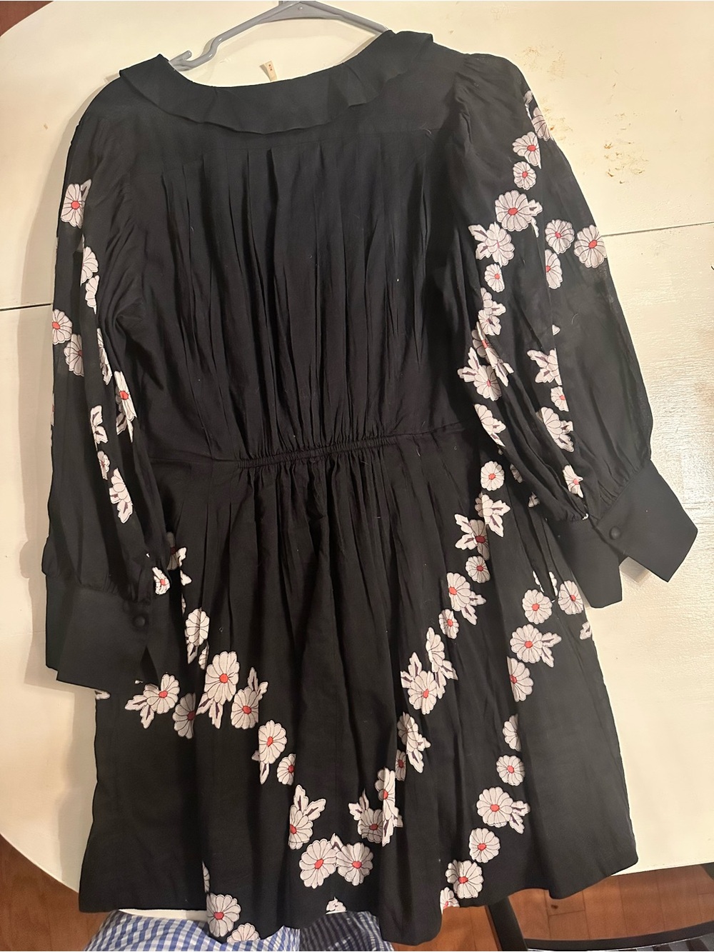 Free People Black Floral Button-Front Dress with Puff Sleeves - Picture 5 of 8